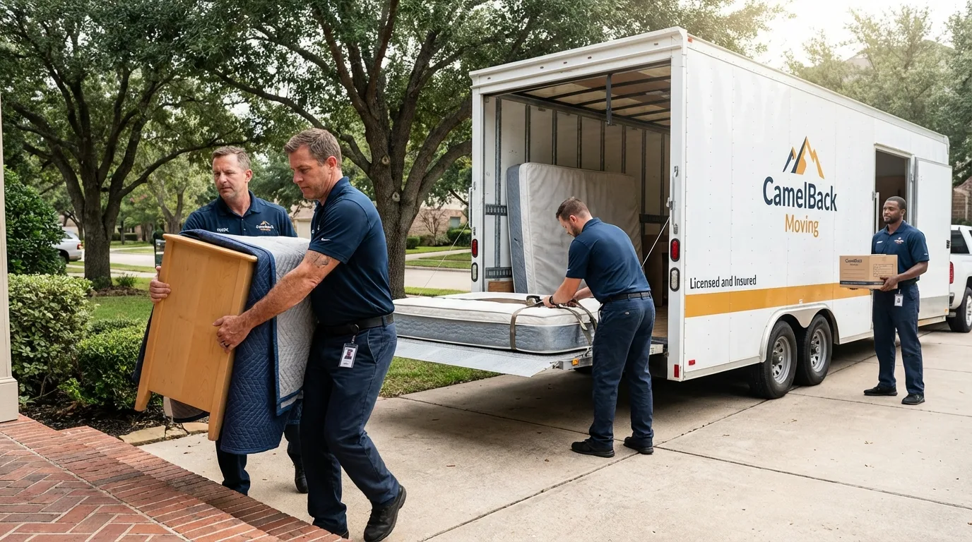 Crew loading residential truck for cross-state move from Chesterland, OH